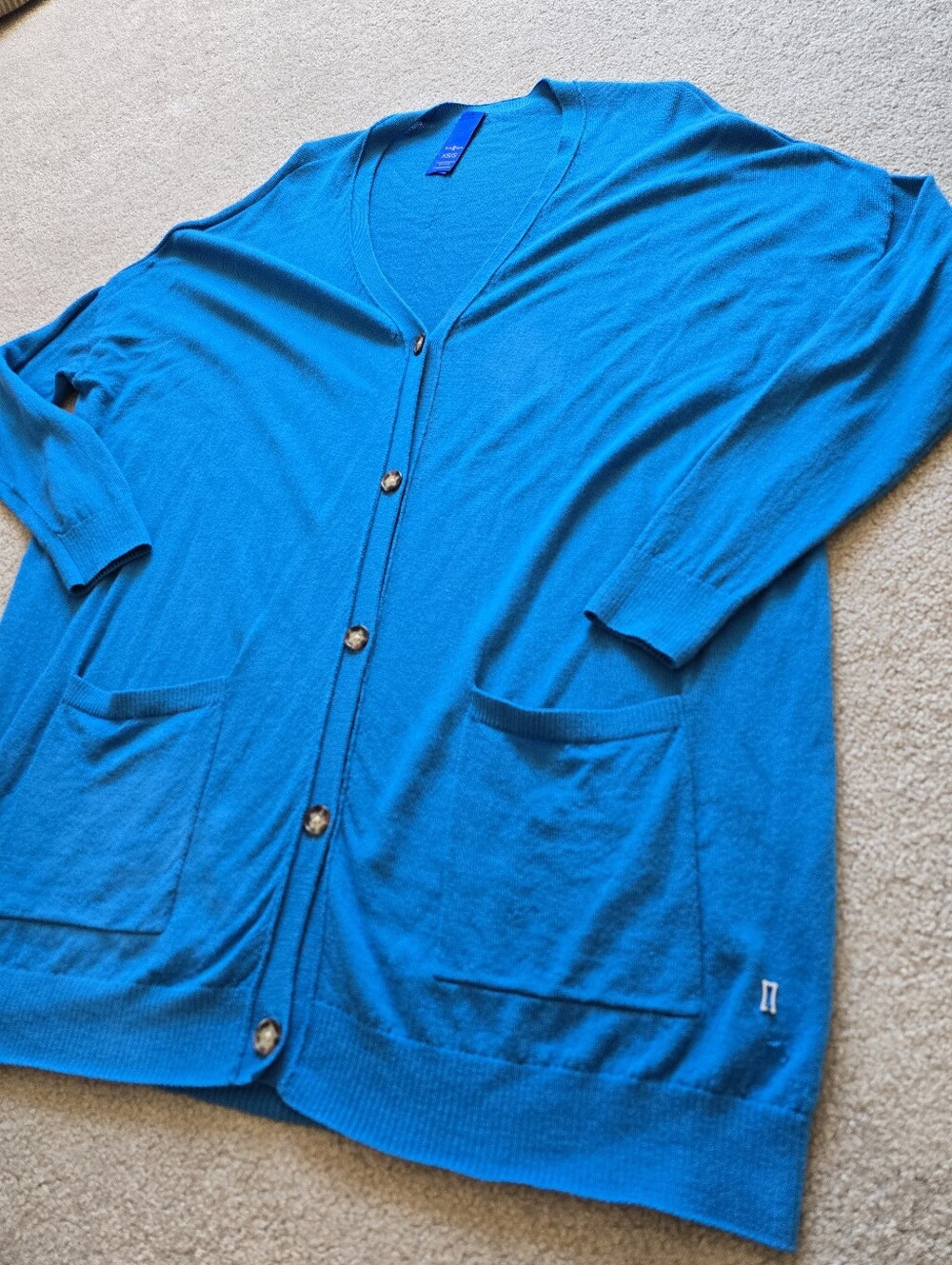 Kit and Ace Bright Blue V-Neck Button Cardigan Womens Oversized XS Small